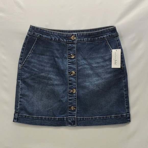 Maison Jules Womens Blue Denim Mini Daytime Skirt - Picture 2 of 4